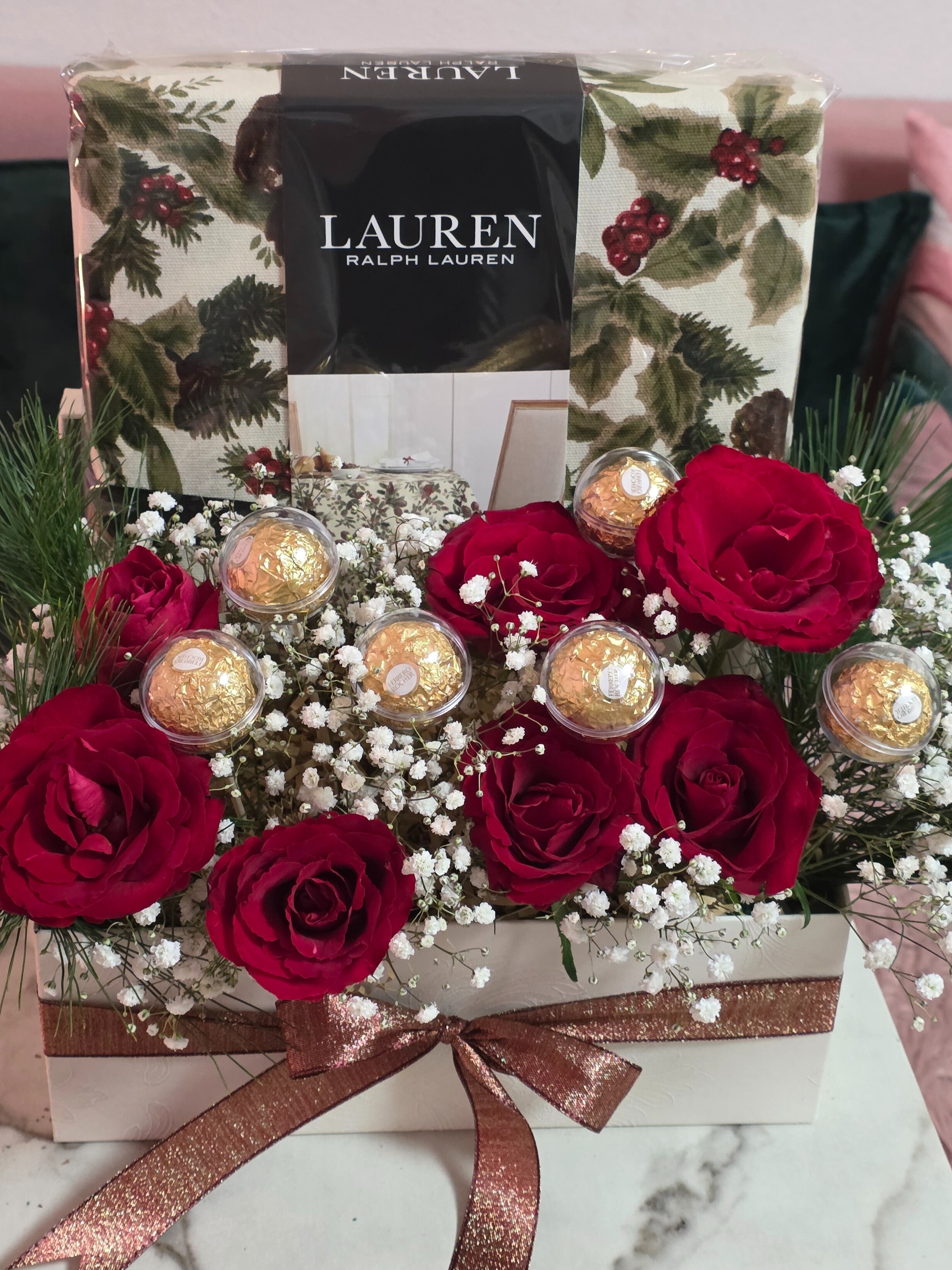 Festliche Rose & Decke Luxus Box